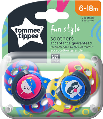 Tommee Tippee Fun Style Πιπίλες Σιλικόνης 6-18m Μπλε- Κίτρινο 2 Τεμάχια (43335802)